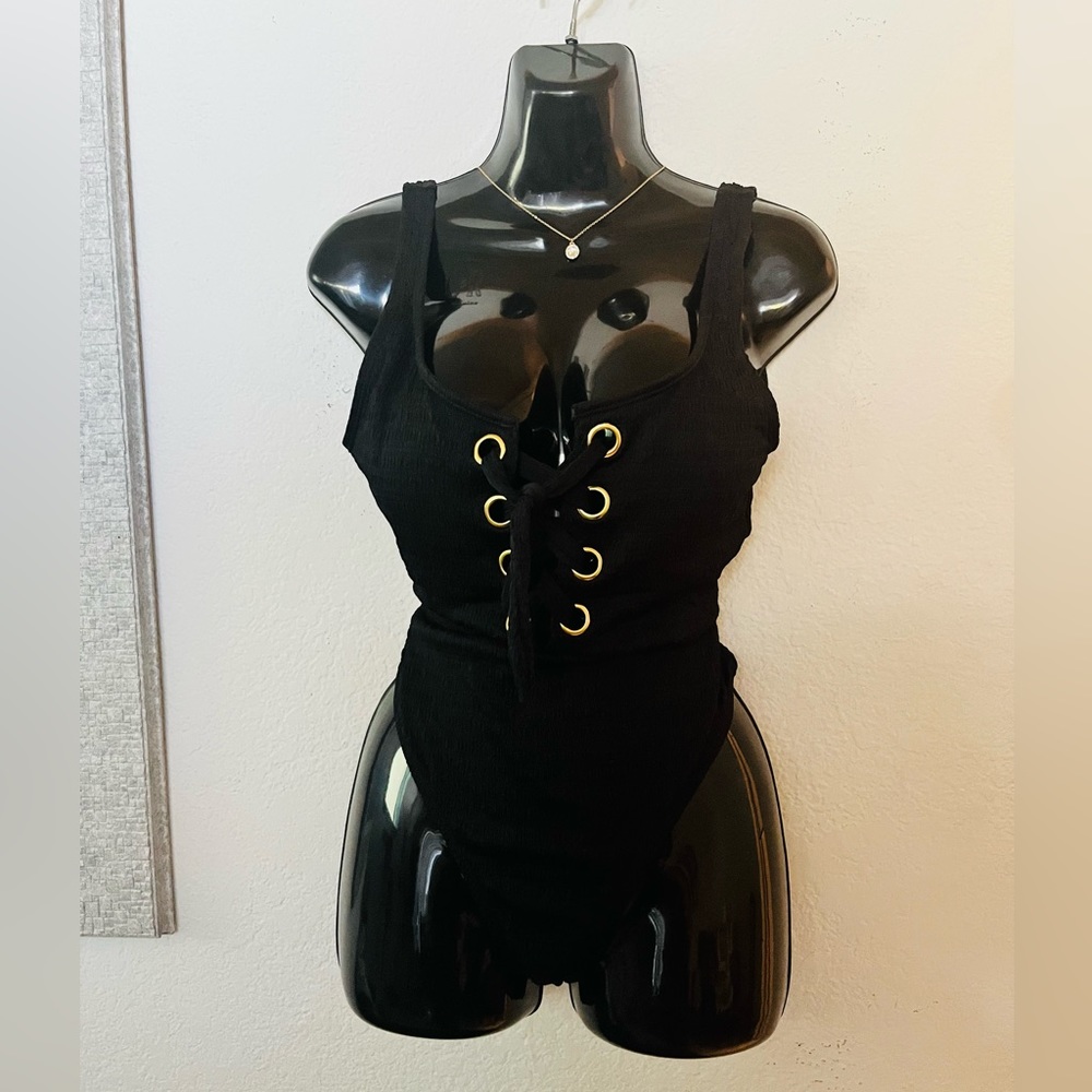 Black Lace-Up Bikini size L